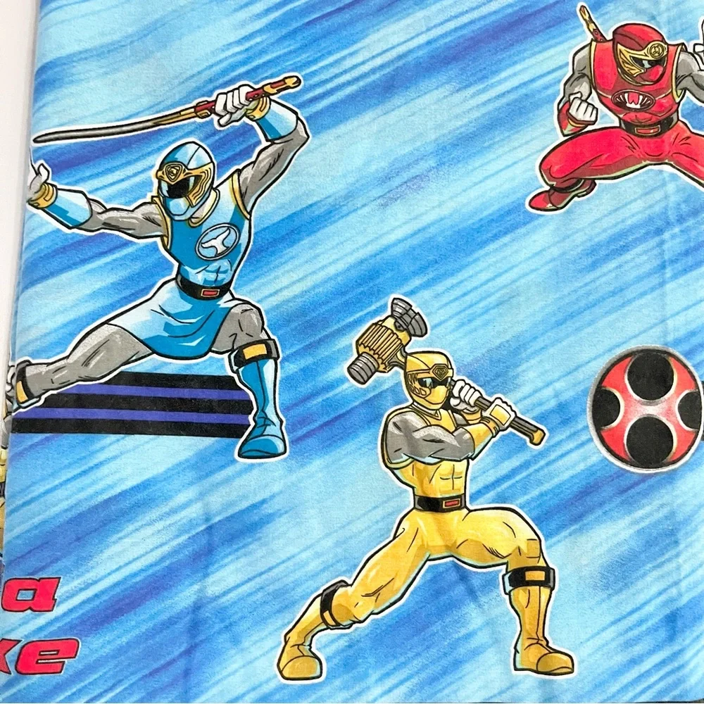 Vintage Power Rangers Ninja Storm Ninja Strike Flat Twin Bed Sheet Kids Clean